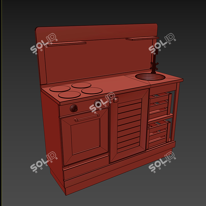 Scandi Kids' Wooden Kitchen 3D model image 3