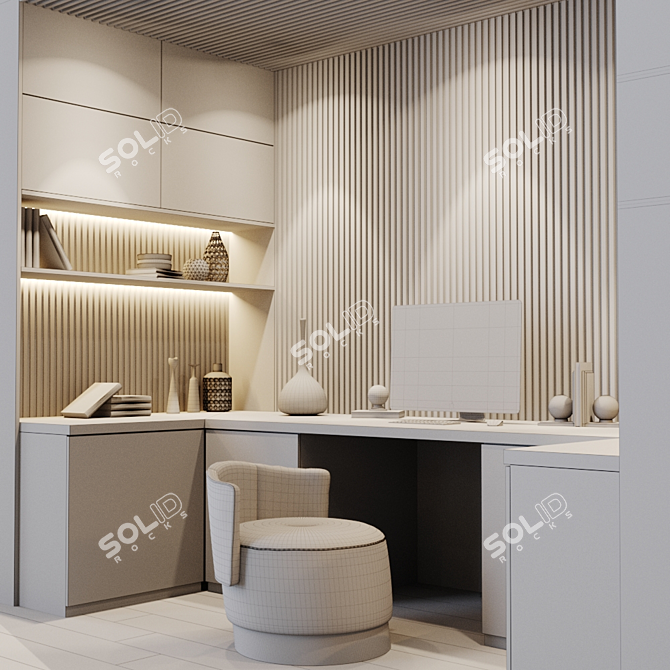 Title: Sleek Modern Workplace Desk 3D model image 3