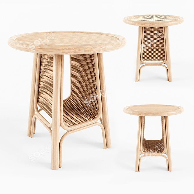 Modern Rattan Corridor Side Table 3D model image 1