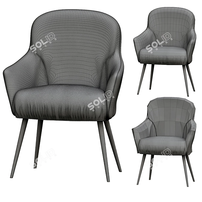 Elegant Camilla Dining Chair 3D model image 2