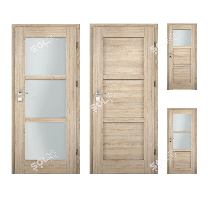 Nordic Oak Sonoma Interior Doors 3D model image 1