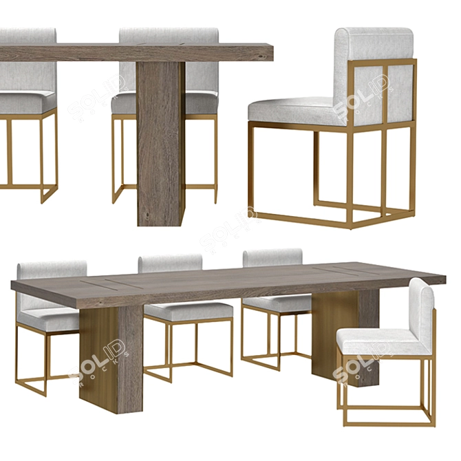 Modern RH Waxler Chair & Gage Table 3D model image 2