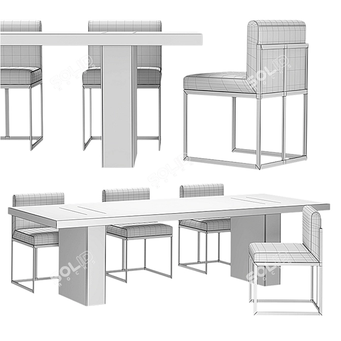 Modern RH Waxler Chair & Gage Table 3D model image 3