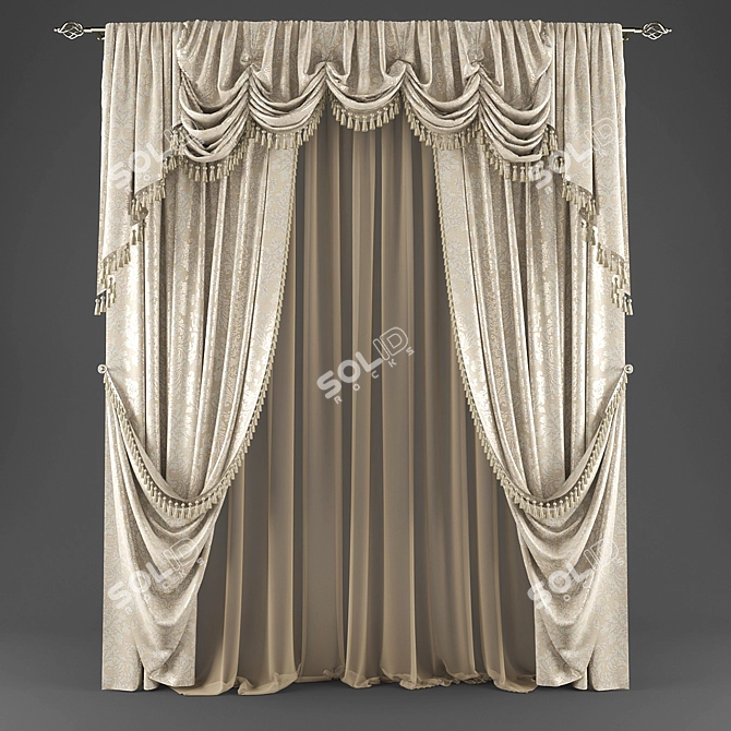 Classic Style Curtains 3D model image 1