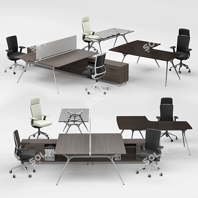 Actiu Office Set: TNK500 Chair & Arkitek Desk 3D model image 1