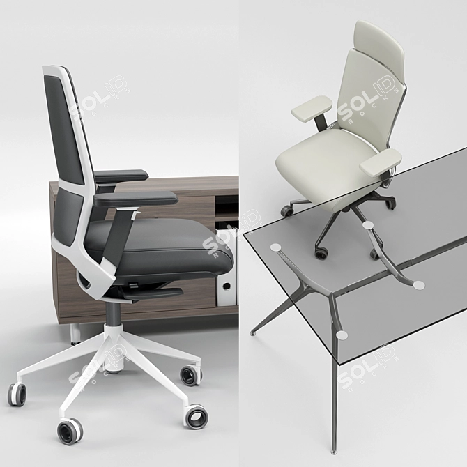 Actiu Office Set: TNK500 Chair & Arkitek Desk 3D model image 2