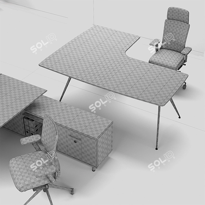 Actiu Office Set: TNK500 Chair & Arkitek Desk 3D model image 3