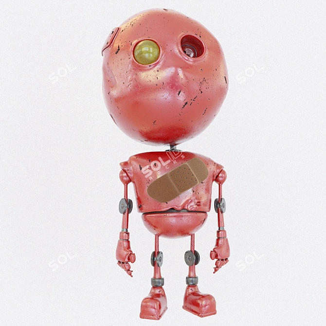 Metallic Baby Robot: Light-Eyed & Healing 3D model image 1