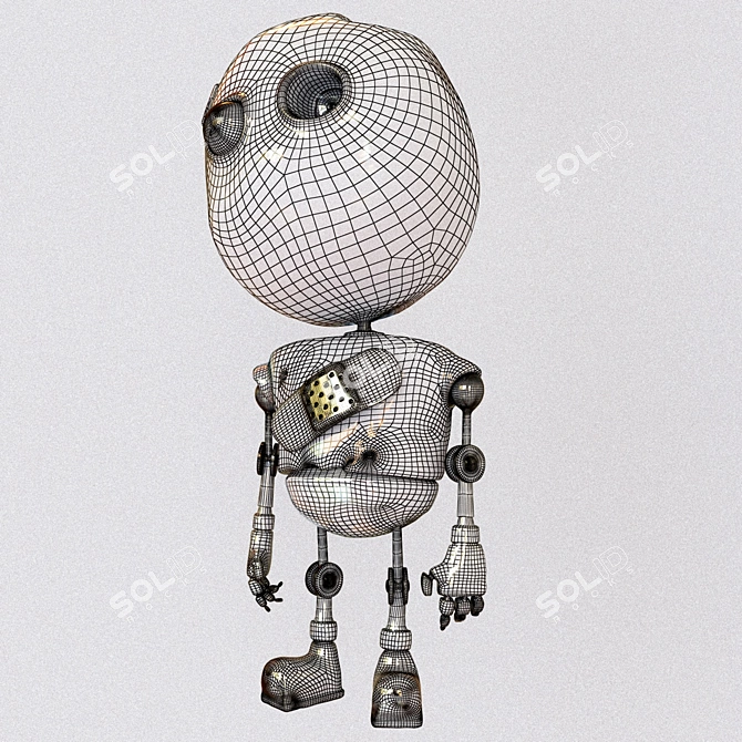 Metallic Baby Robot: Light-Eyed & Healing 3D model image 3