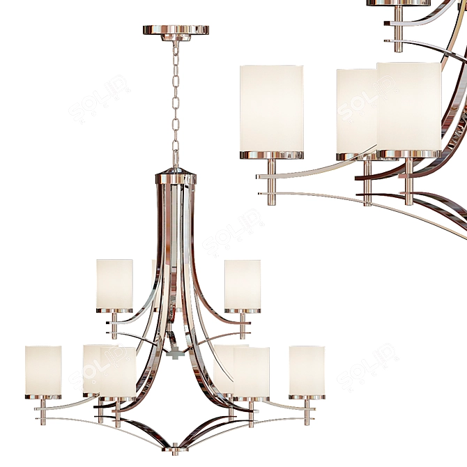 Satin Nickel Colton Chandelier 3D model image 1