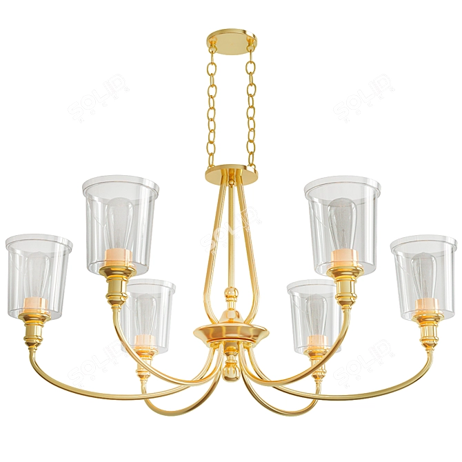 Elegant Waverly Brass Chandelier 3D model image 1