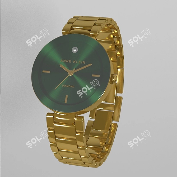 Golden Women's Wristwatch: Timeless Elegance 3D model image 1