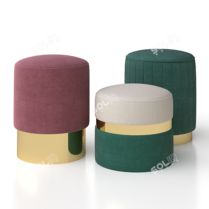 Velvet Round Stools by Smart Living 3D model image 1