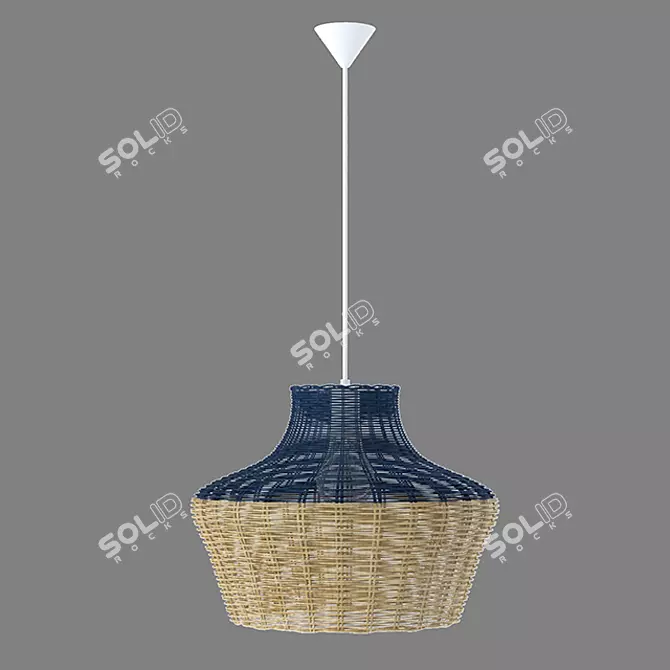 Elegant Wooden Pendant Light 3D model image 1