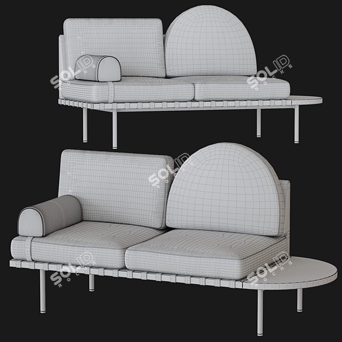 Modern Grid Daybed: Sleek, Stylish, Petite 3D model image 2