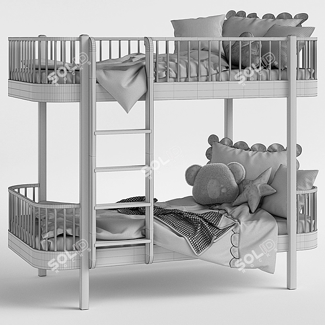 Nubie Oliver Wood Bed - Stylish Children's Bed 3D model image 3