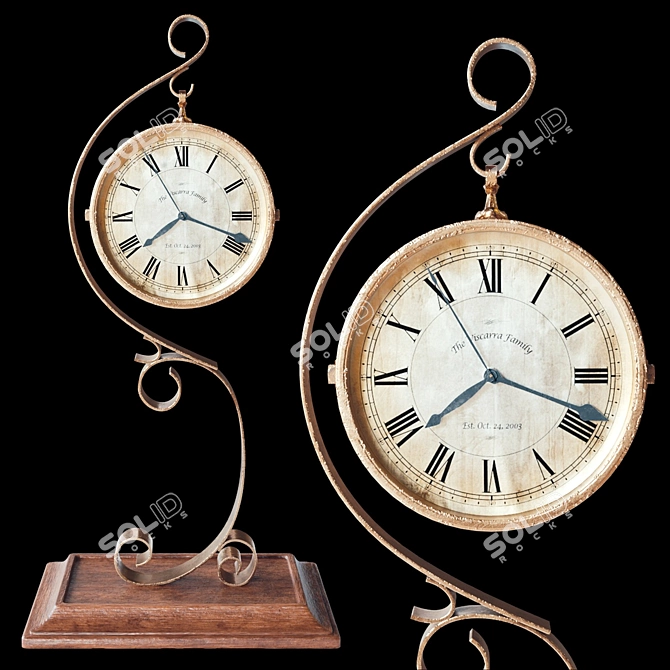 Golden Table Clock | Elegant Timepiece for your Desk 3D model image 1