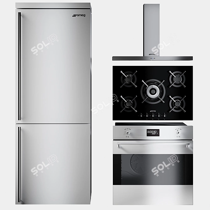 Sleek Kitchen Appliances Smeg 3D model image 1