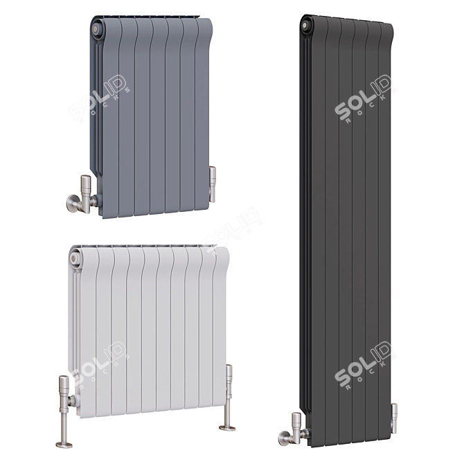 Sleek Sectional Aluminium Radiators 3D model image 1