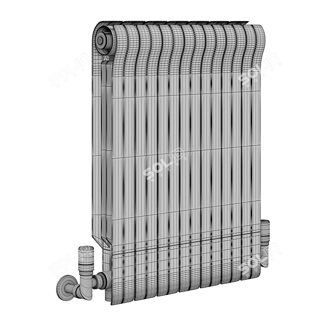 Sleek Sectional Aluminium Radiators 3D model image 2