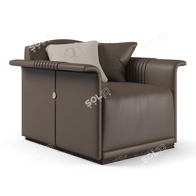 Elegant Medison Armchair: Leather, Cloth, Wood 3D model image 1