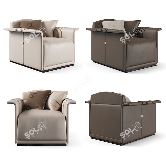 Elegant Medison Armchair: Leather, Cloth, Wood 3D model image 2
