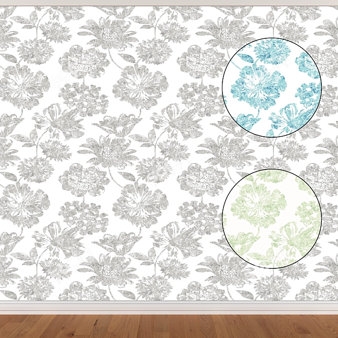 Seamless Wallpaper Set - 3 Colors 3D model image 1