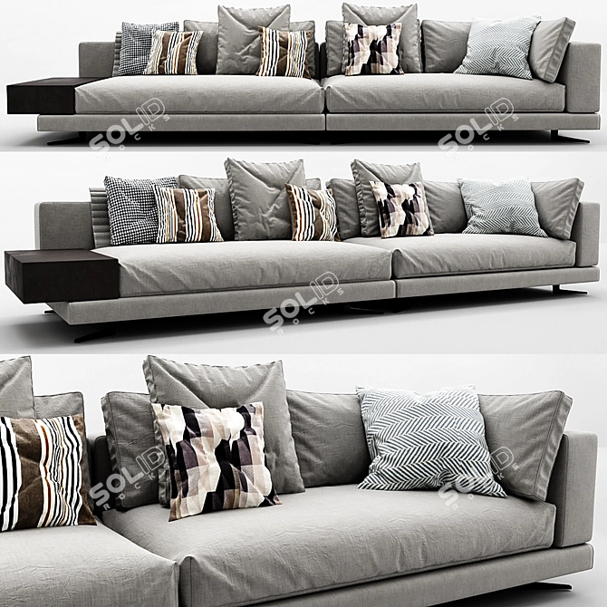 Minimalist White Sofa Set 3D model image 1