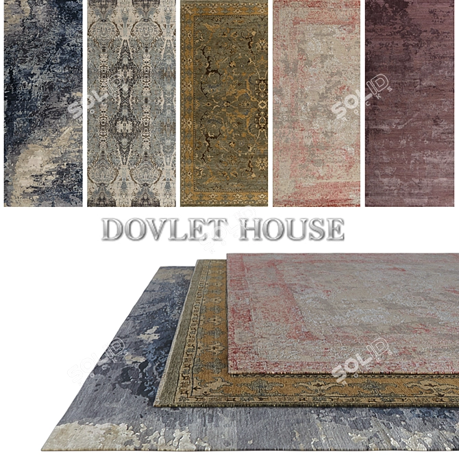 Premium Quality Designer Carpets - 5 Piece Set 3D model image 1