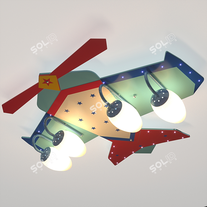 Nursery Plane Chandelier: Illumination Takes Flight 3D model image 1