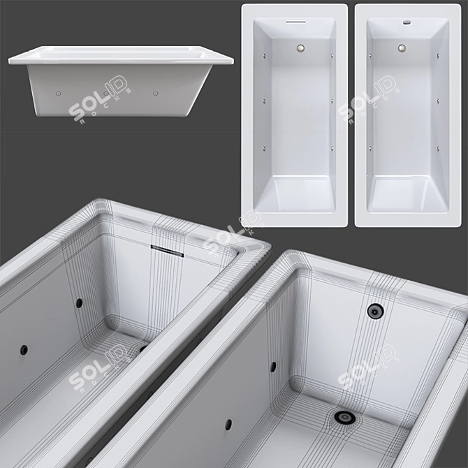 Elegant Deep Soaker Lacey Bathtub 3D model image 2