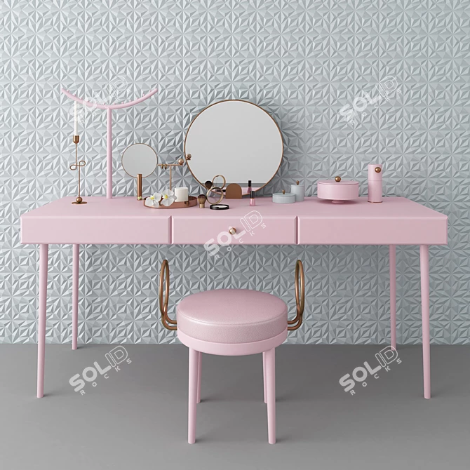 Tiled Wall Panel Dressing Table 3D model image 2