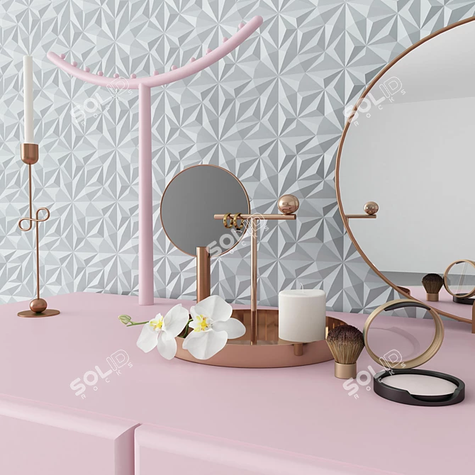 Tiled Wall Panel Dressing Table 3D model image 3