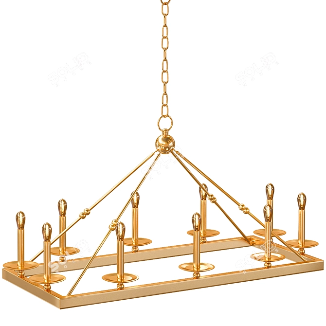 Elegant Brass 10-Light Chandelier 3D model image 1