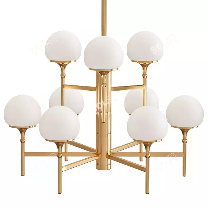 Elegant Salem Aged Brass Chandelier 3D model image 1