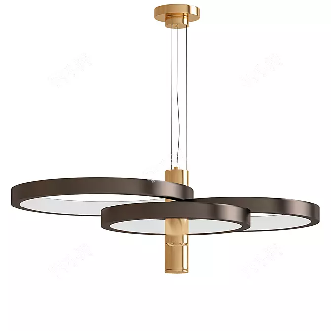 Glamorous Black & Gold LED Pendant 3D model image 1