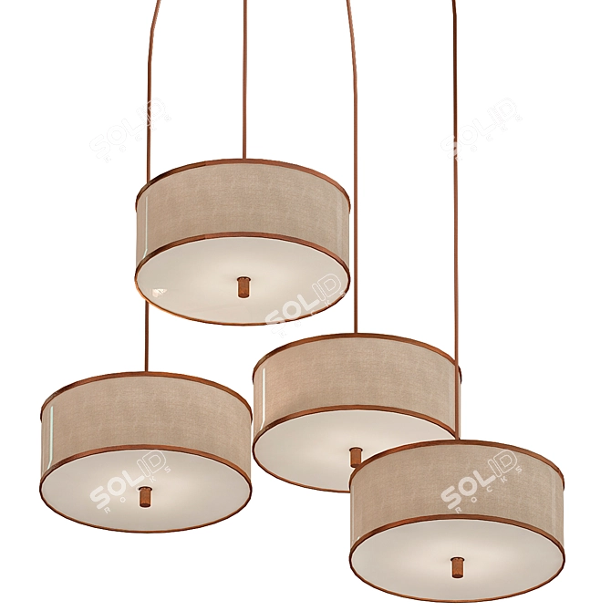 Tiger Bronze Pendant with Cream Drum 3D model image 1