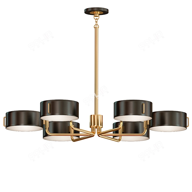 Elegant Antique Brass Chandelier 3D model image 1