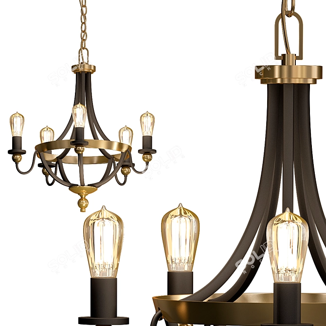 Elegant Safra Chandelier - Bronze & Brass 3D model image 1