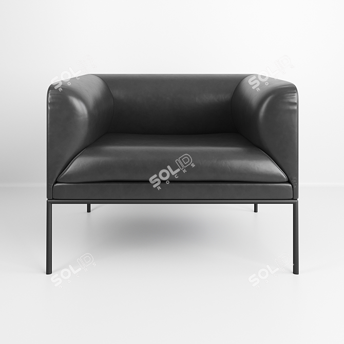 LIRO Leather Armchair - Gray 3D model image 1