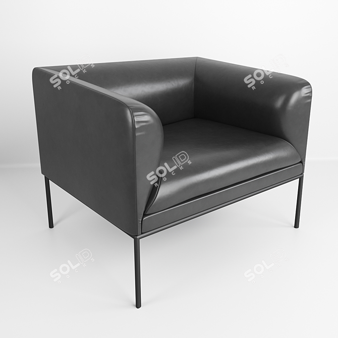 LIRO Leather Armchair - Gray 3D model image 2