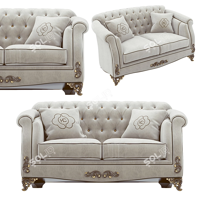 Elegant Carpanese Double Sofa 3D model image 1