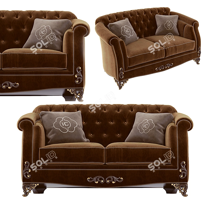 Elegant Carpanese Double Sofa 3D model image 2