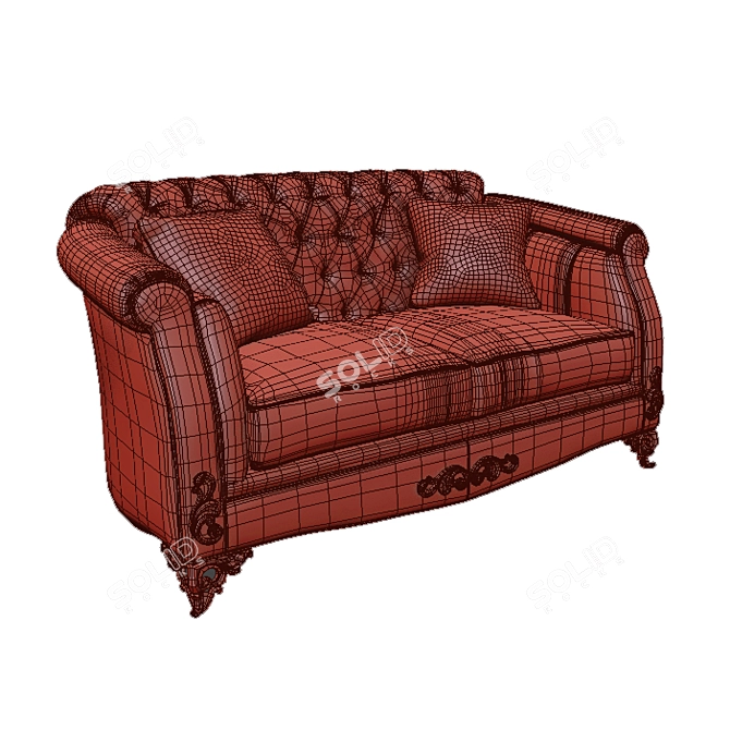 Elegant Carpanese Double Sofa 3D model image 3