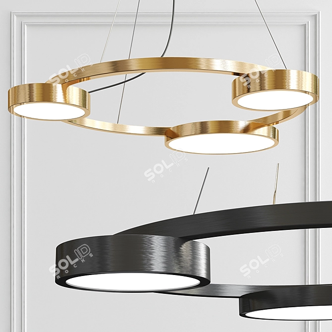 Brass LED Ring Chandelier: Elegant Illuminate Ambiance 3D model image 1
