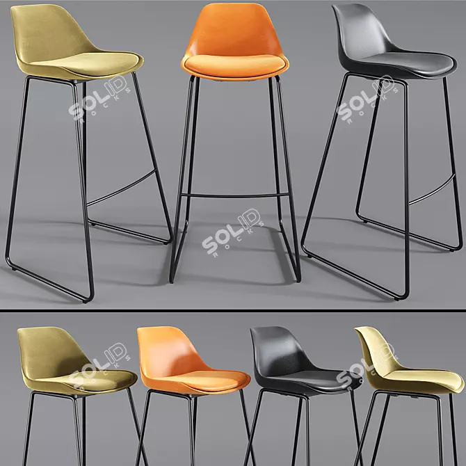 Modern Duggie Barstool: Stylish and Sturdy 3D model image 1