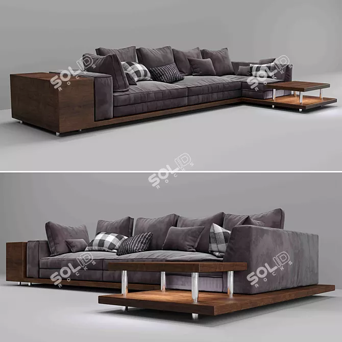 Luxury Velvet Sofa 3D model image 1