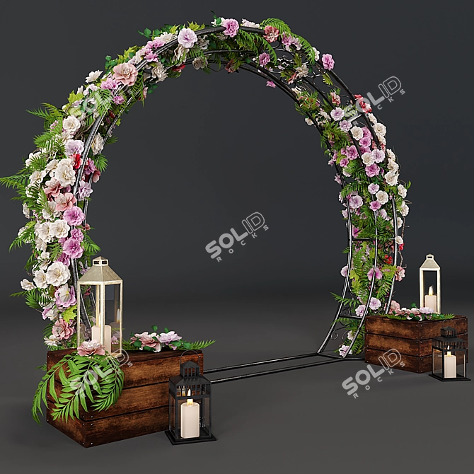 Elegant Floral Wedding Arch 3D model image 1