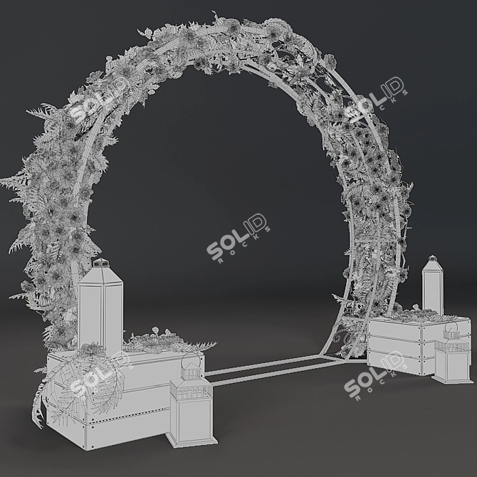 Elegant Floral Wedding Arch 3D model image 3