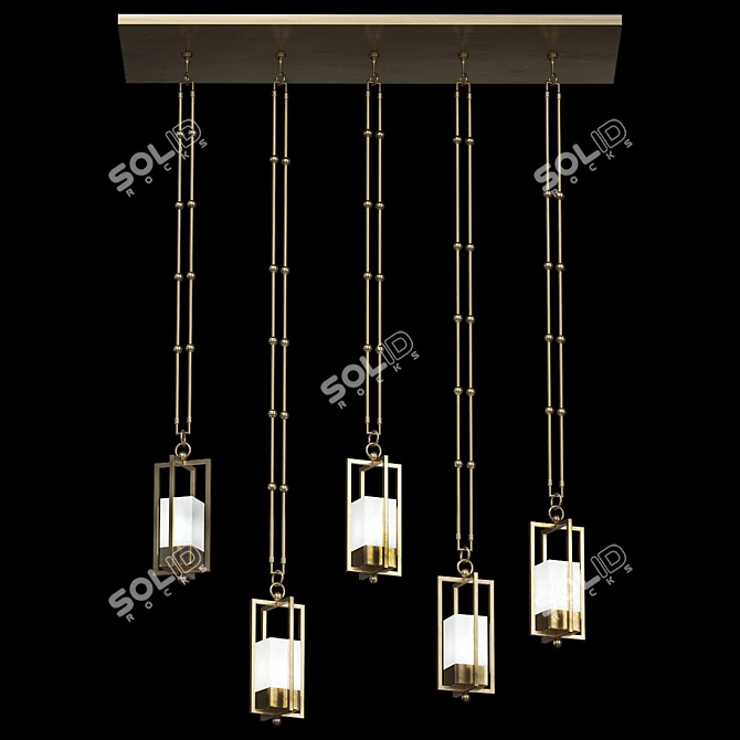 Luxury Gold Pendant Lanterns 3D model image 1